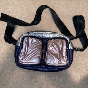 Zara Metallic Crossbody Bag - Silver and Blue